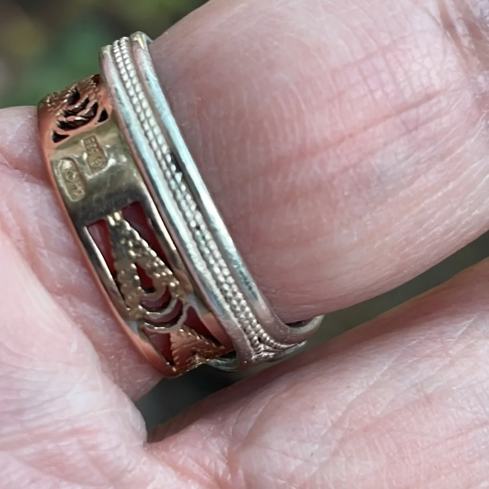 Vintage 70’s silver/enamel Russian handmade and hand painted ring